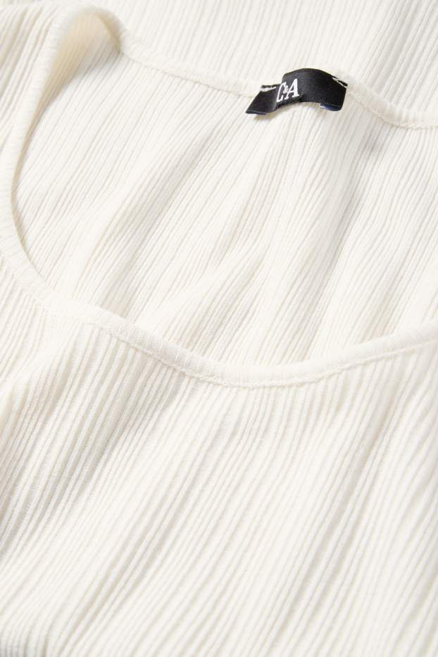 Damen - T-Shirt - Regular Fit - gerippt - weiss