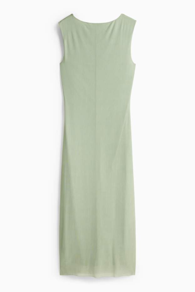 Damen - Mesh-Kleid - geblümt - hellgrün