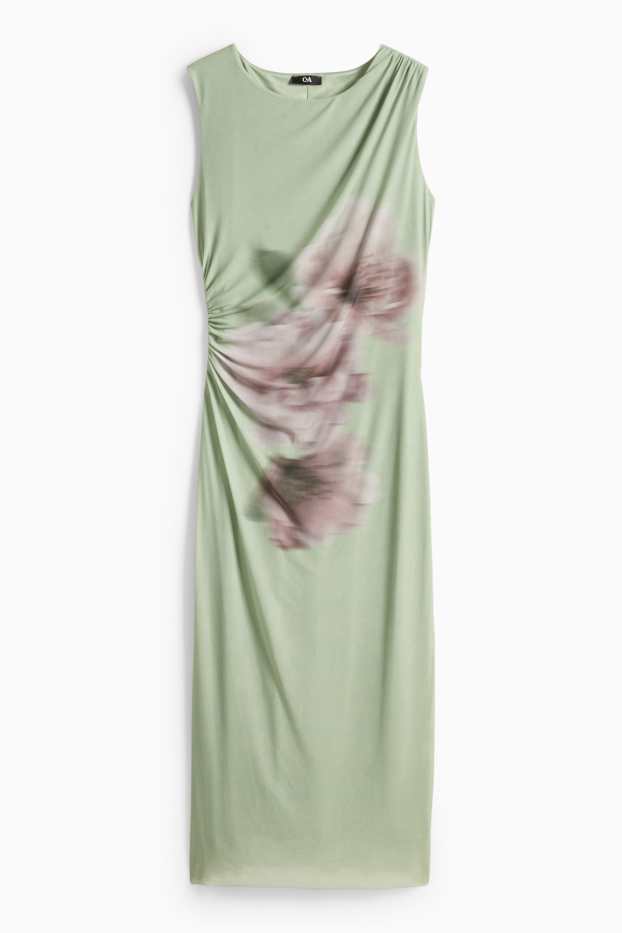 Damen - Mesh-Kleid - geblümt - hellgrün