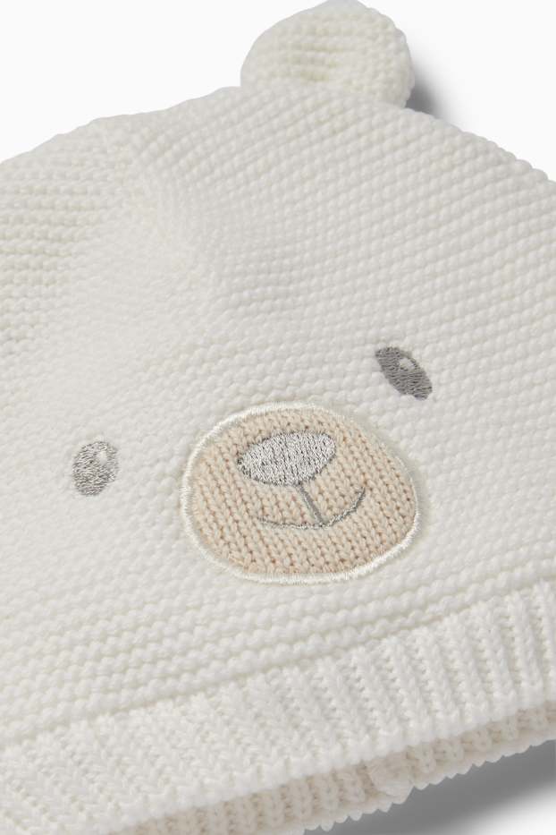 Baby Boys - Teddy bear - baby hat - white