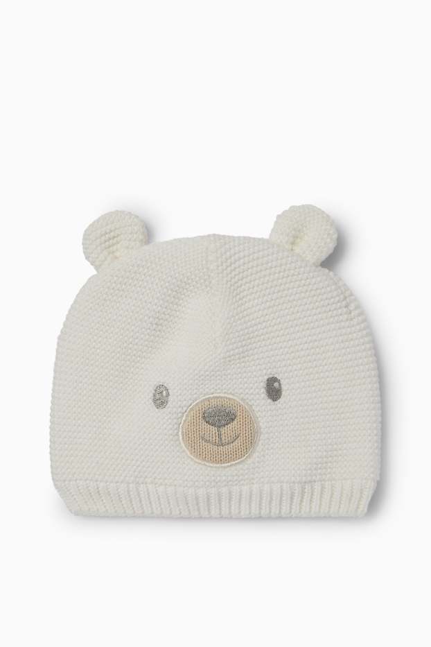 Baby Boys - Teddy bear - baby hat - white
