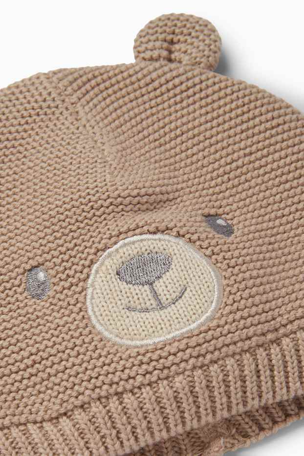 Unisex - Čepice pro miminka - světle hnědá