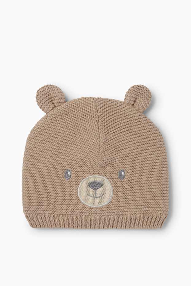 Unisex - Čepice pro miminka - světle hnědá