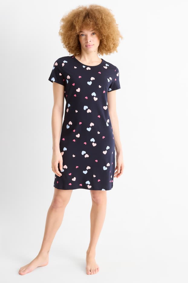 Dona - Camisa de dormir - estampada - blau fosc