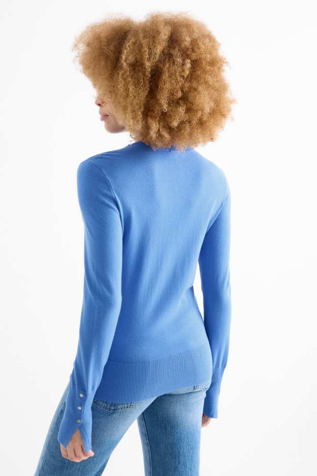 Donna - Maglione in filato lavorato a maglia fine - blu