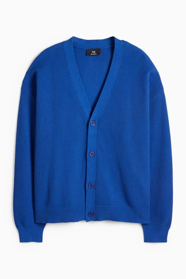 Bărbați - Cardigan tricotat - structurat - albastru închis