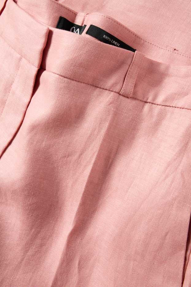 Femmes - Pantalon de bureau en lin - mid waist - regular fit - rose