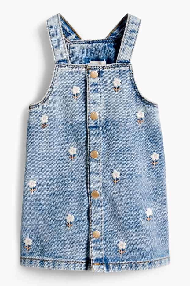 Baby Mädchen - Blümchen - Baby-Outfit - 2 teilig - jeansblau