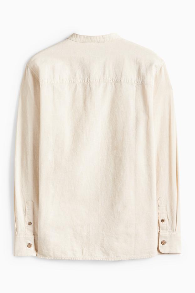 Kinder Buben - Hemd mit Leinen-Anteil - hellbeige