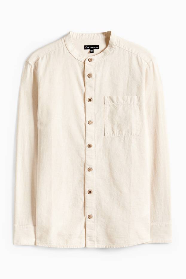 Kinder Buben - Hemd mit Leinen-Anteil - hellbeige