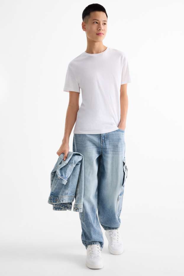 Děti - dívky - Cargo džíny - džíny - světle modré