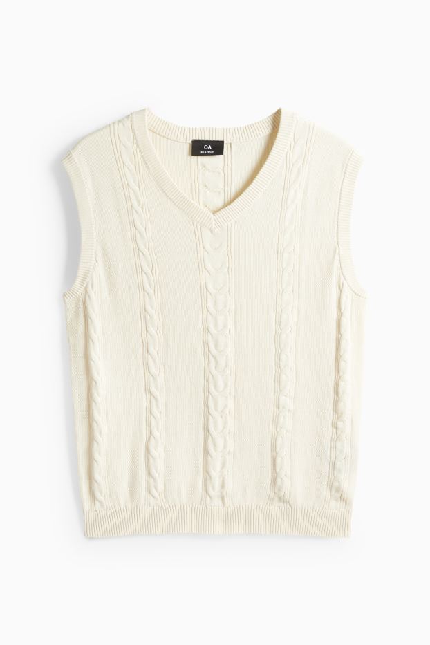 Bărbați - Vestă pulover - cu torsade - bej deschis