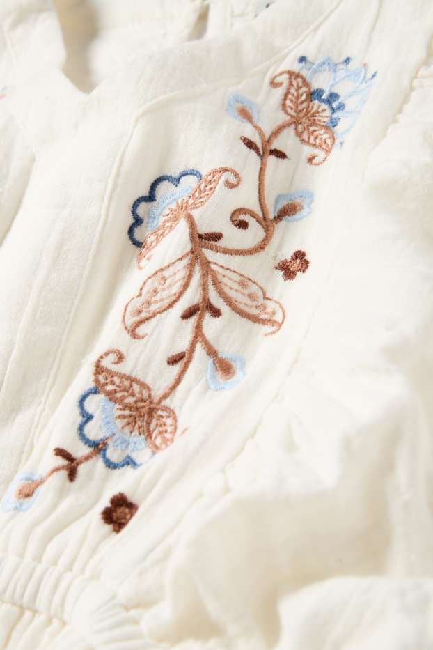 Bambine - Fiore - vestito di mussola - bianco crema