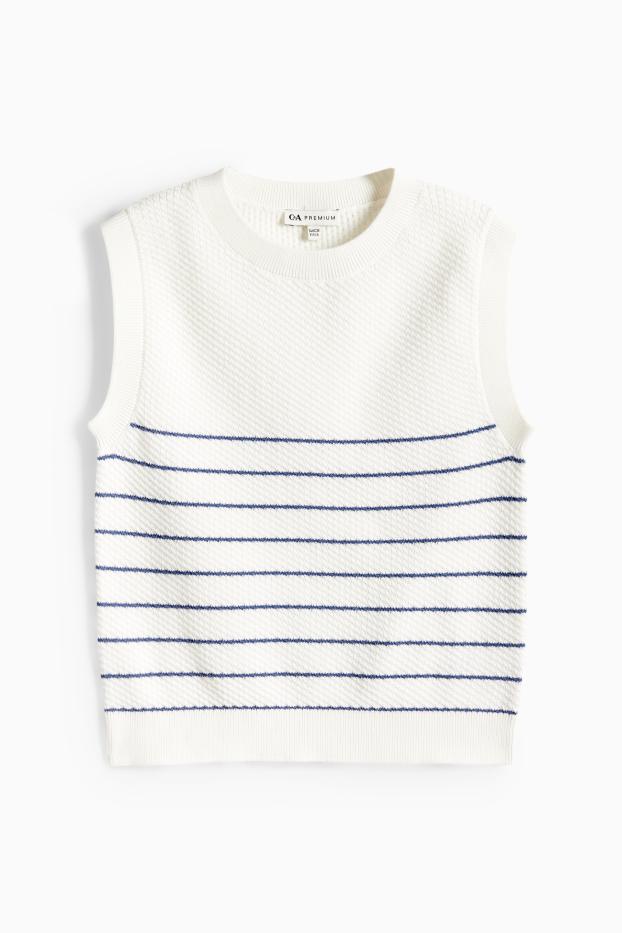 Enfants filles - Pull sans manches - à rayures - finition texturée - blanc