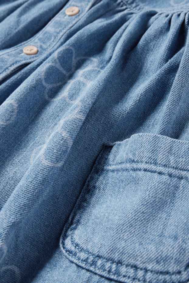 Děti - dívky - Květiny - džínové šaty - džíny - světle modré