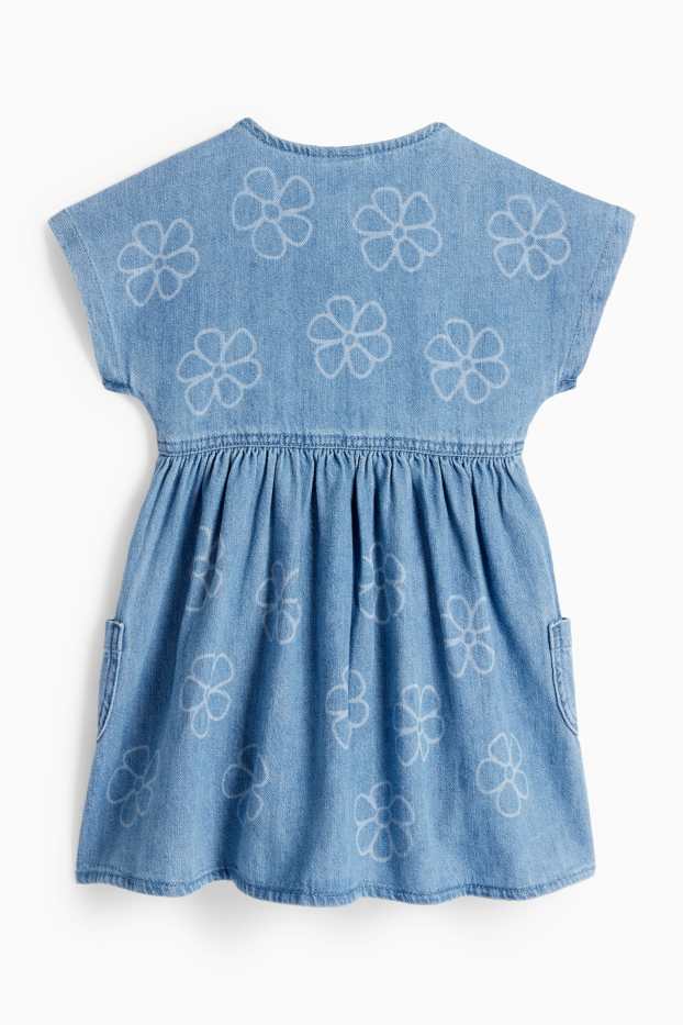 Děti - dívky - Květiny - džínové šaty - džíny - světle modré
