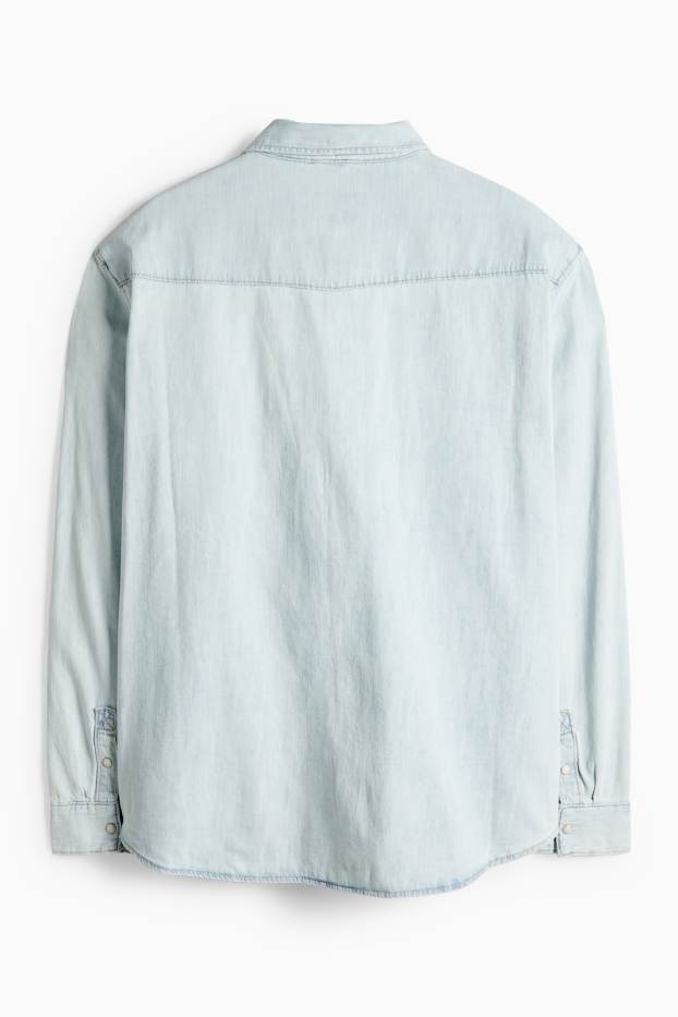 Men - Denim shirt - regular fit - kent collar - denim-light blue