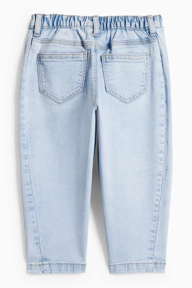 Enfants filles - Papillon - barrel jean - effet brillant - jean bleu clair