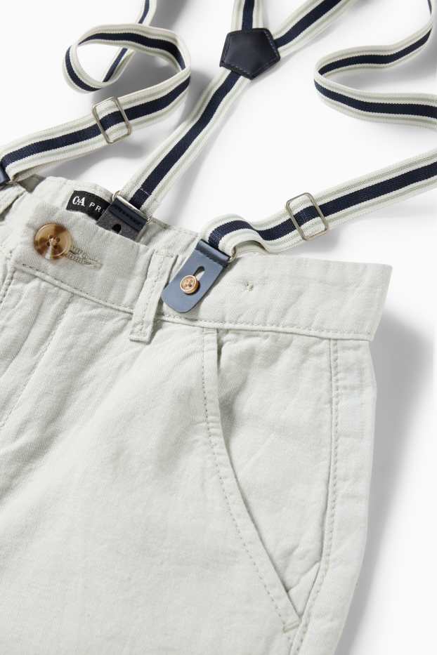 Děti - chlapci - Bermudy se šlemi a lněným podílem - mátově zelená