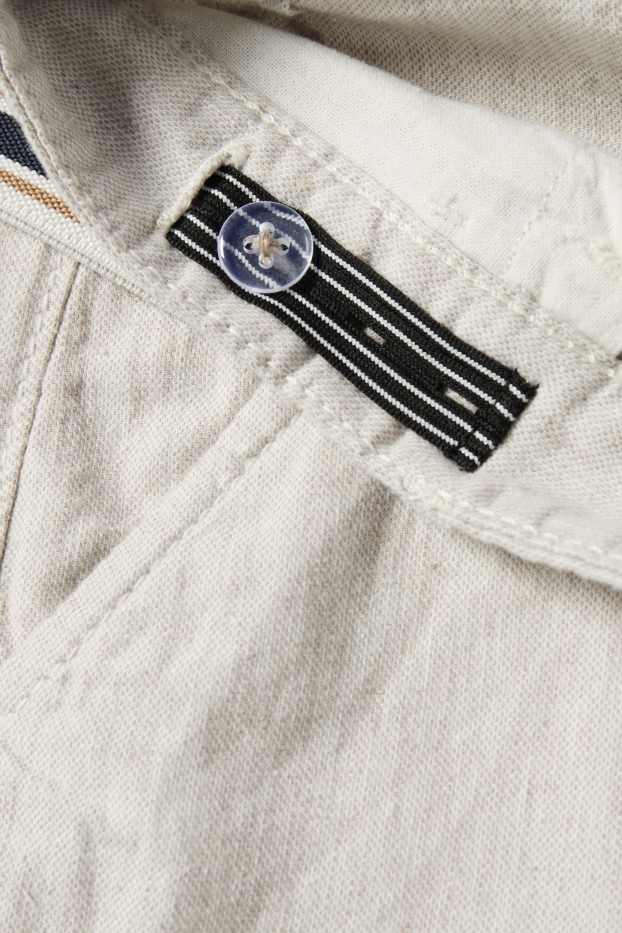 Kinder Buben - Bermudas mit Hosenträgern und Leinen-Anteil - hellbeige