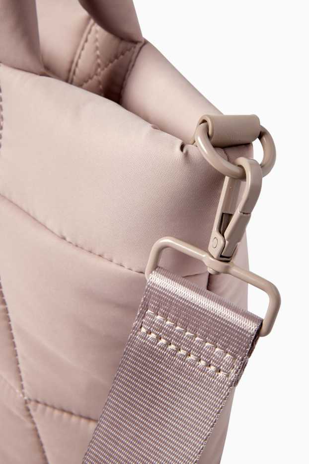 Damen - Großer Stepp-Shopper mit abnehmbarem Taschengurt - beige