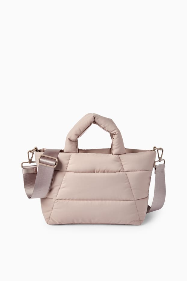 Damen - Großer Stepp-Shopper mit abnehmbarem Taschengurt - beige