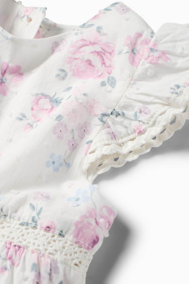 Bebeluși - fete - Floricele - rochie bebeluși - roz pal