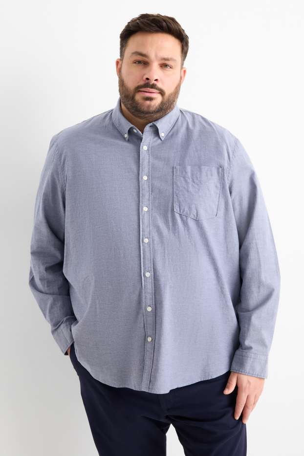 Men - Shirt - regular fit - button-down collar - blue