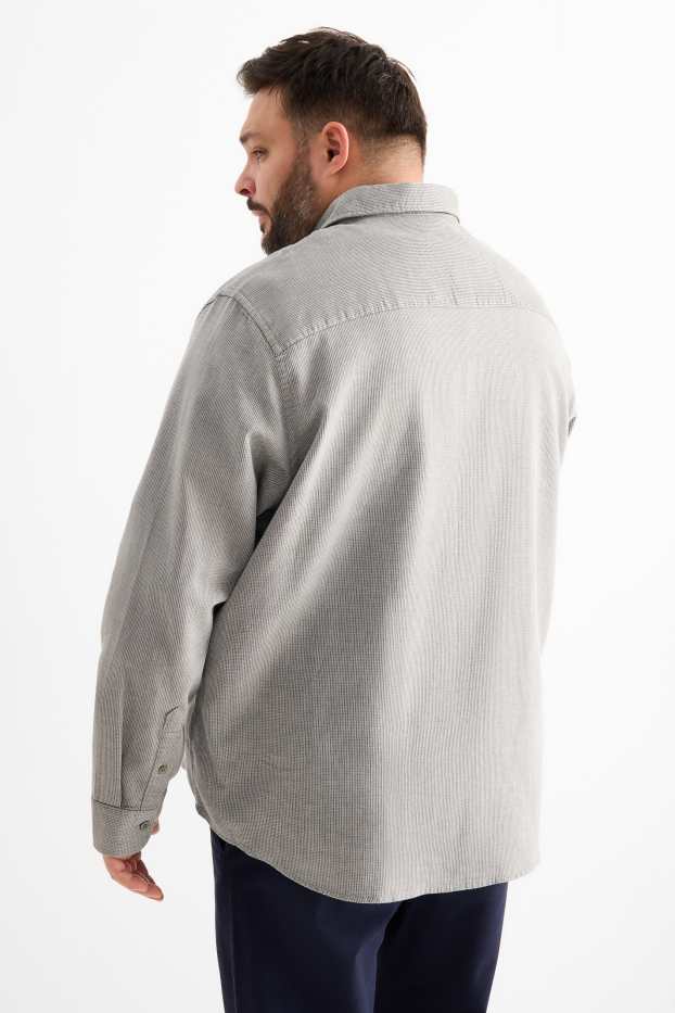 Uomo - Camicia - regular fit - collo all'italiana - tessuto tramato - verde