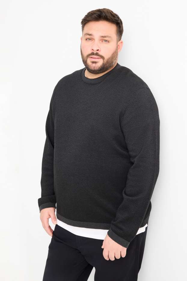 Bărbați - Pulover - structurat - negru
