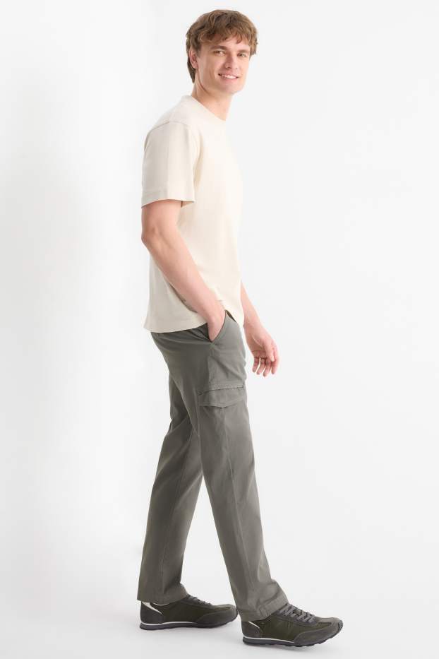 Bărbați - Pantaloni cargo - tapered fit - structurați - gri închis