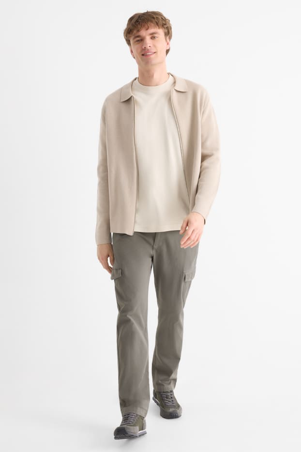 Bărbați - Pantaloni cargo - tapered fit - structurați - gri închis