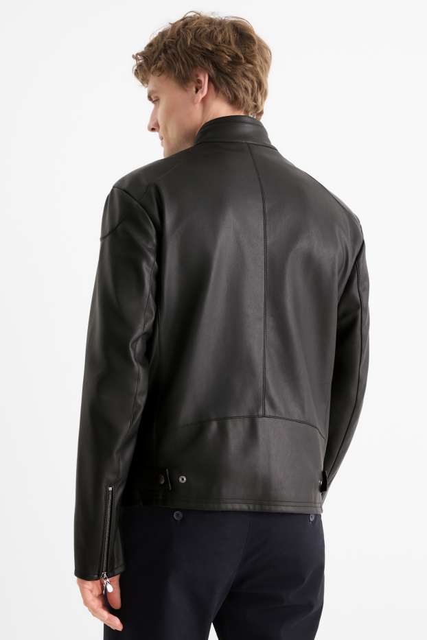 Heren - Bikerjack - imitatieleer - zwart