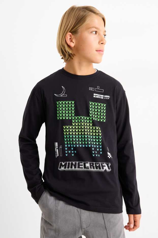 Children Boys - Minecraft - long sleeve top - black