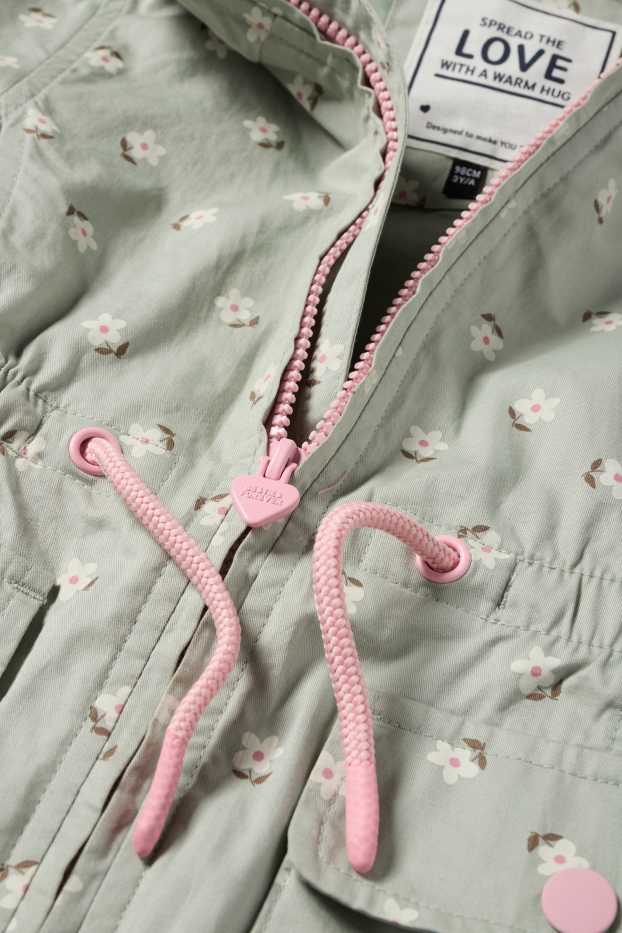 Copii - Fete - Floare - parka cu glugă - verde mentă