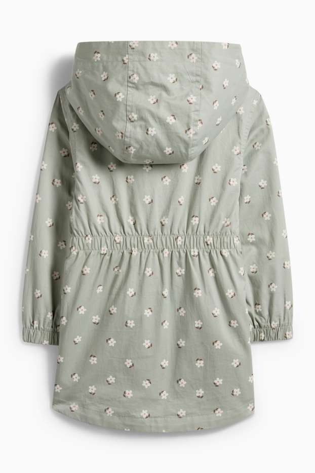 Copii - Fete - Floare - parka cu glugă - verde mentă