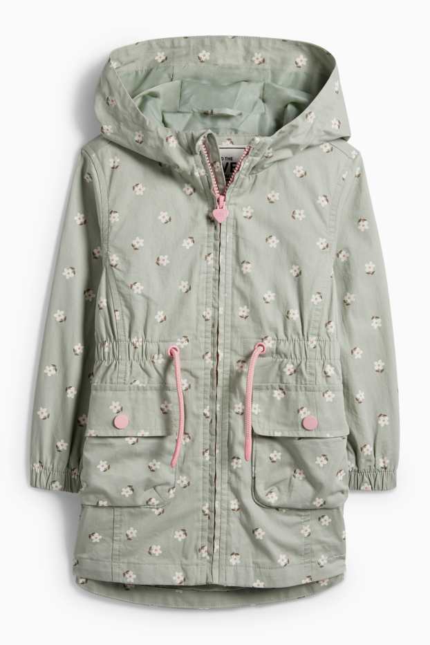 Copii - Fete - Floare - parka cu glugă - verde mentă