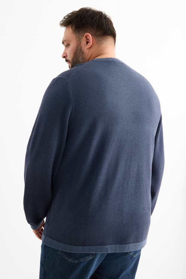 Bărbați - Pulover - structurat - albastru închis