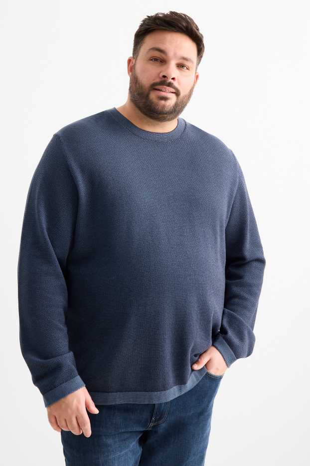 Bărbați - Pulover - structurat - albastru închis