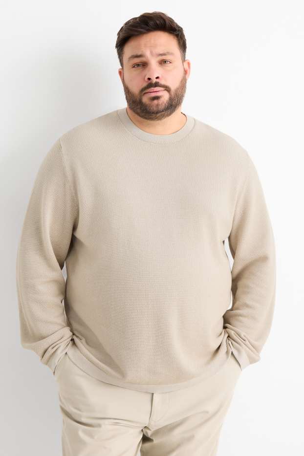 Uomo - Maglione - tessuto tramato - beige
