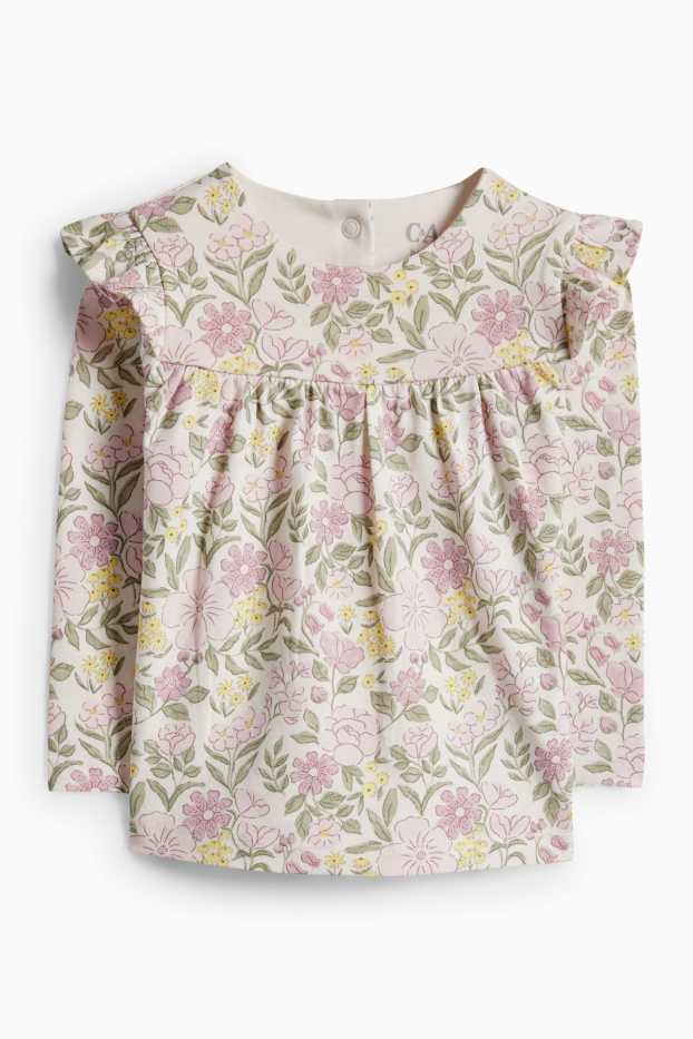 Miminka - dívky - Květiny - outfit pro miminka - 3dílný - světle zelená