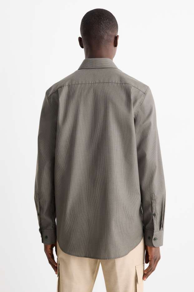 Hommes - Chemise de bureau - regular fit - col kent - facile à repasser - texturée - vert