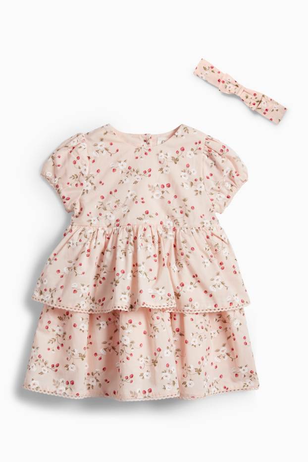 Baby Girls - Strawberries - baby outfit - 2 piece - rose