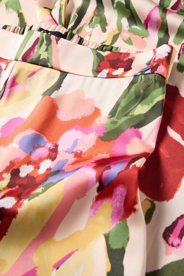 Women - Cloth trousers - high waist - wide leg - floral - multicoloured