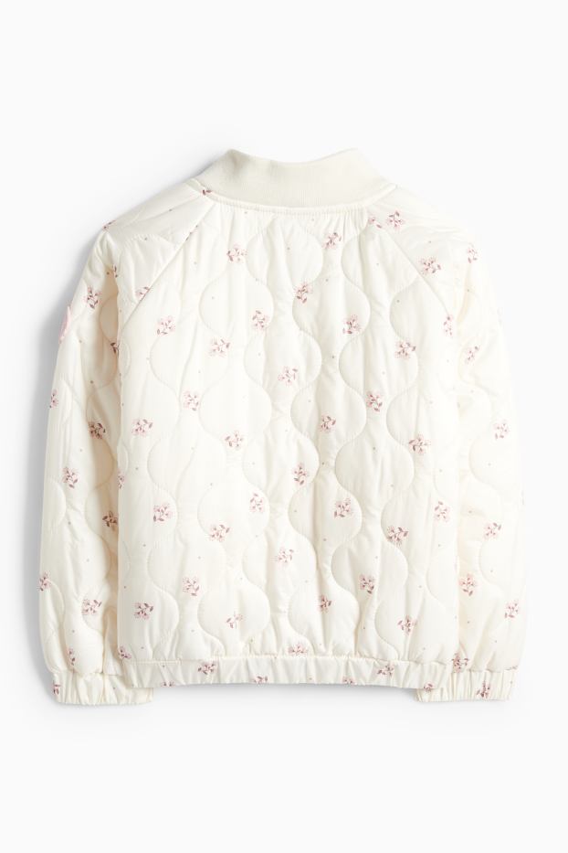 Kinderen: meisjes - Bloem - gewatteerde jas - crème wit