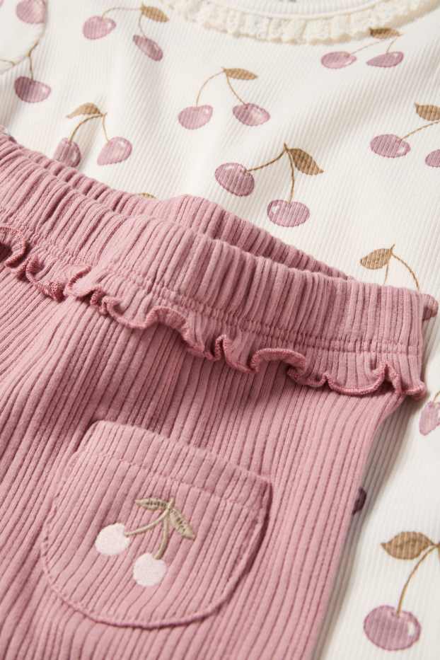 Bebeluși - fete - Compleu bebeluși - alb / roz