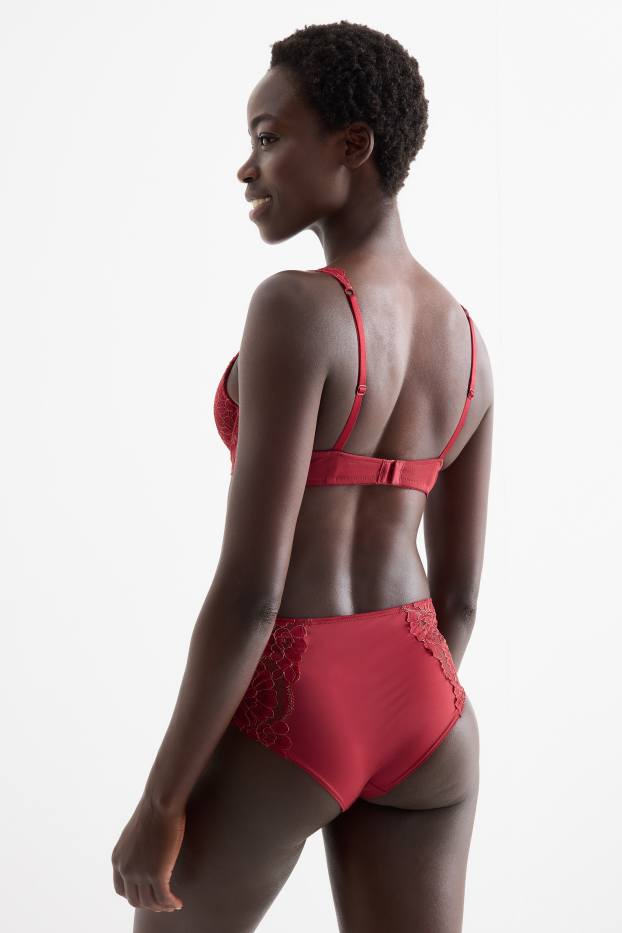 Dona - Sostenidors amb cèrcol - PLUNGE - enconxat - vermell fosc