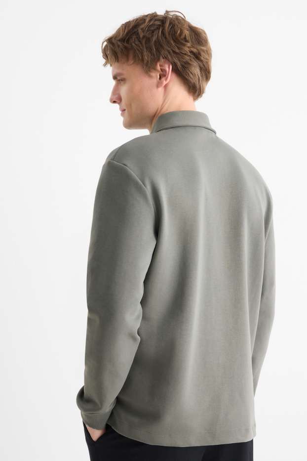 Heren - Poloshirt met lange mouwen - regular fit - kaki