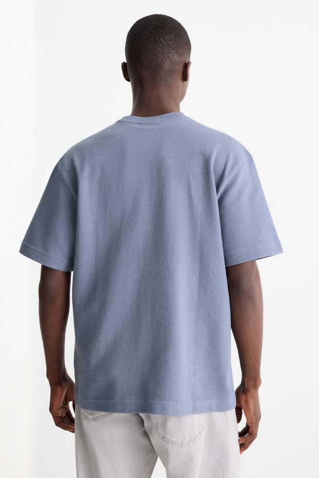 Men - T-shirt - relaxed fit - ribbed - dark blue