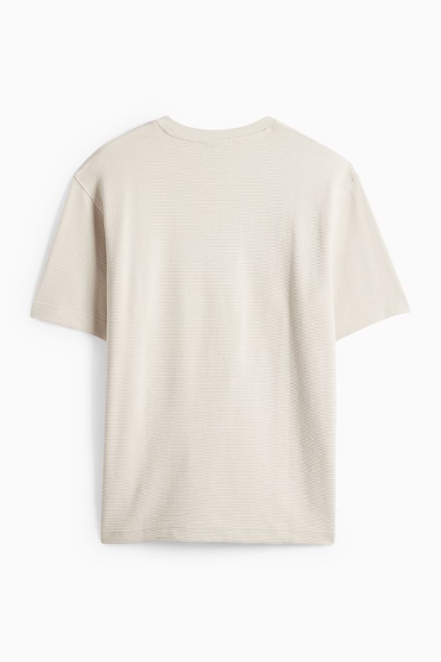 Bărbați - Tricou - relaxed fit - reiat - bej